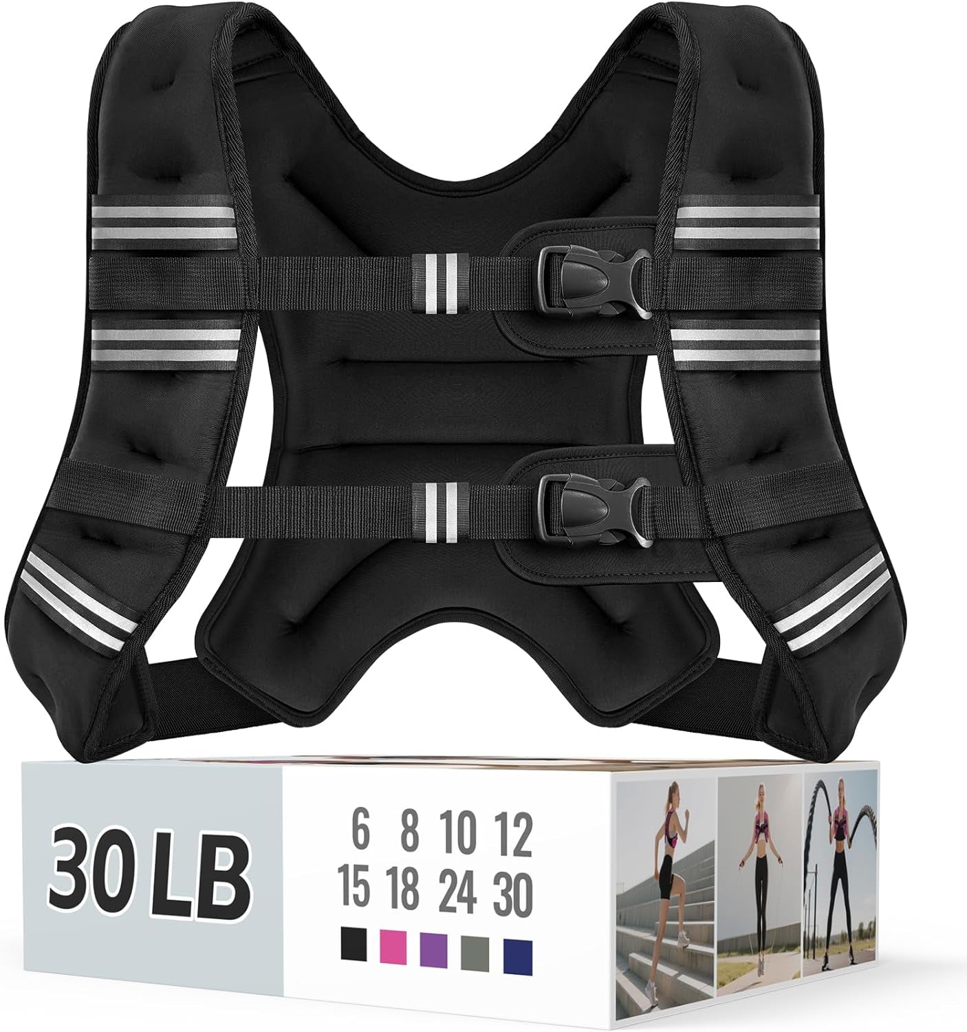 Adjustable Weighted Vest with Reflective Straps – Comfortable Rucking Vest for Walking, Running & Strength Training