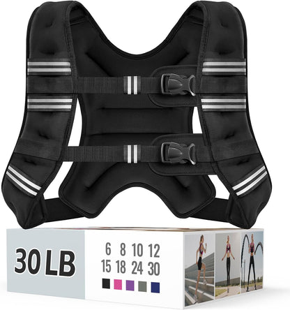 Adjustable Weighted Vest with Reflective Straps – Comfortable Rucking Vest for Walking, Running & Strength Training