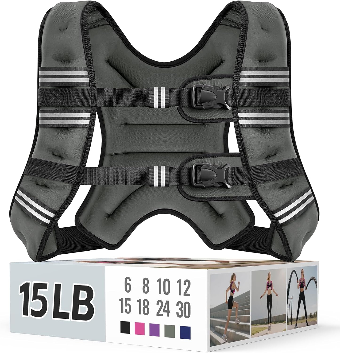 Adjustable Weighted Vest with Reflective Straps – Comfortable Rucking Vest for Walking, Running & Strength Training