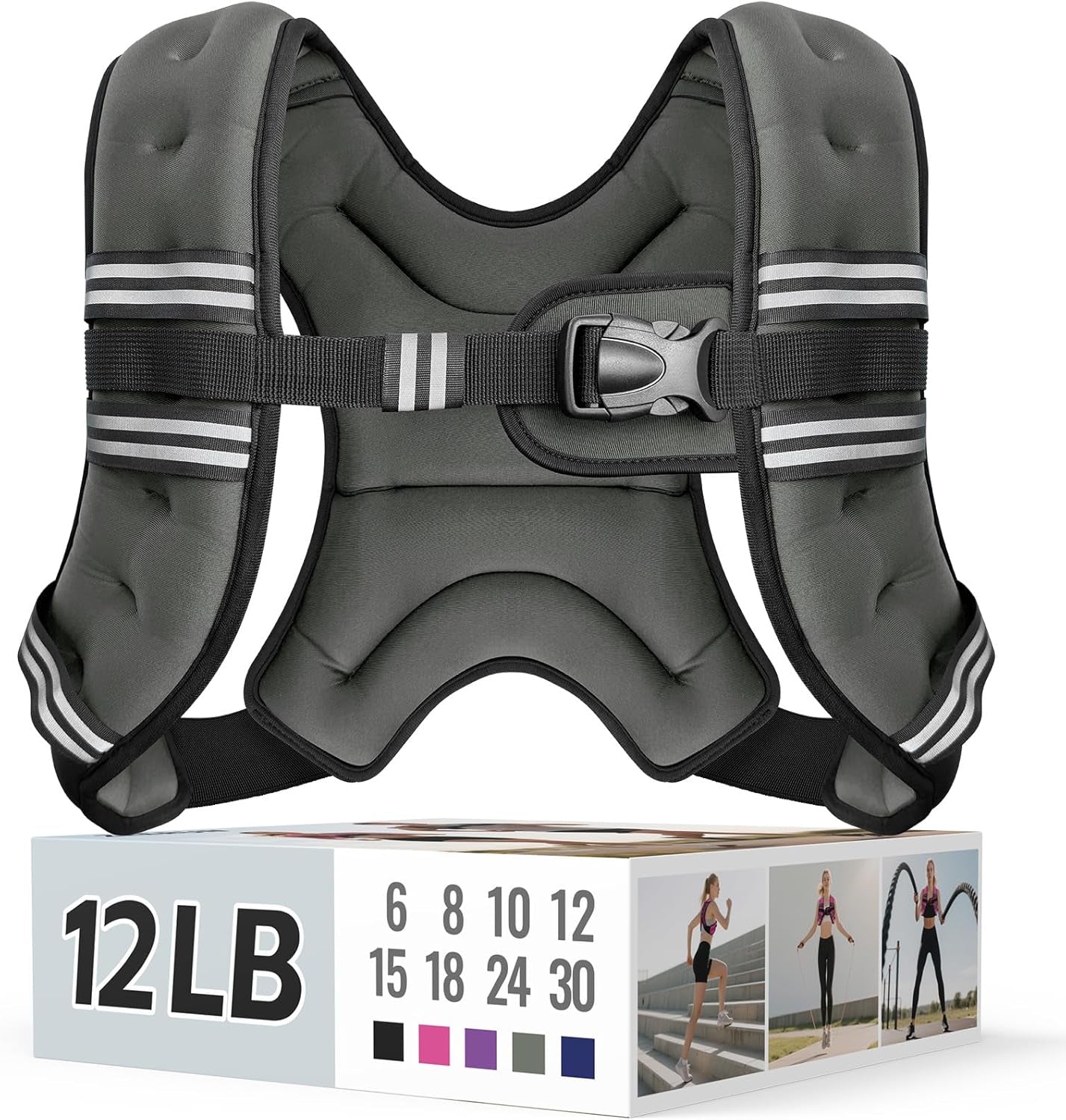 Adjustable Weighted Vest with Reflective Straps – Comfortable Rucking Vest for Walking, Running & Strength Training