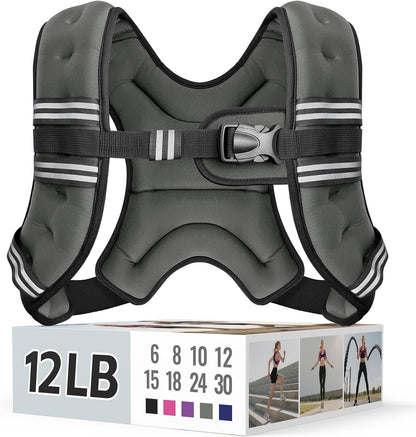 Adjustable Weighted Vest with Reflective Straps – Comfortable Rucking Vest for Walking, Running & Strength Training
