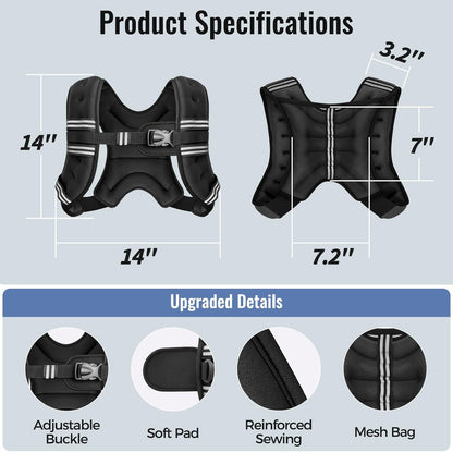 Adjustable Weighted Vest with Reflective Straps – Comfortable Rucking Vest for Walking, Running & Strength Training