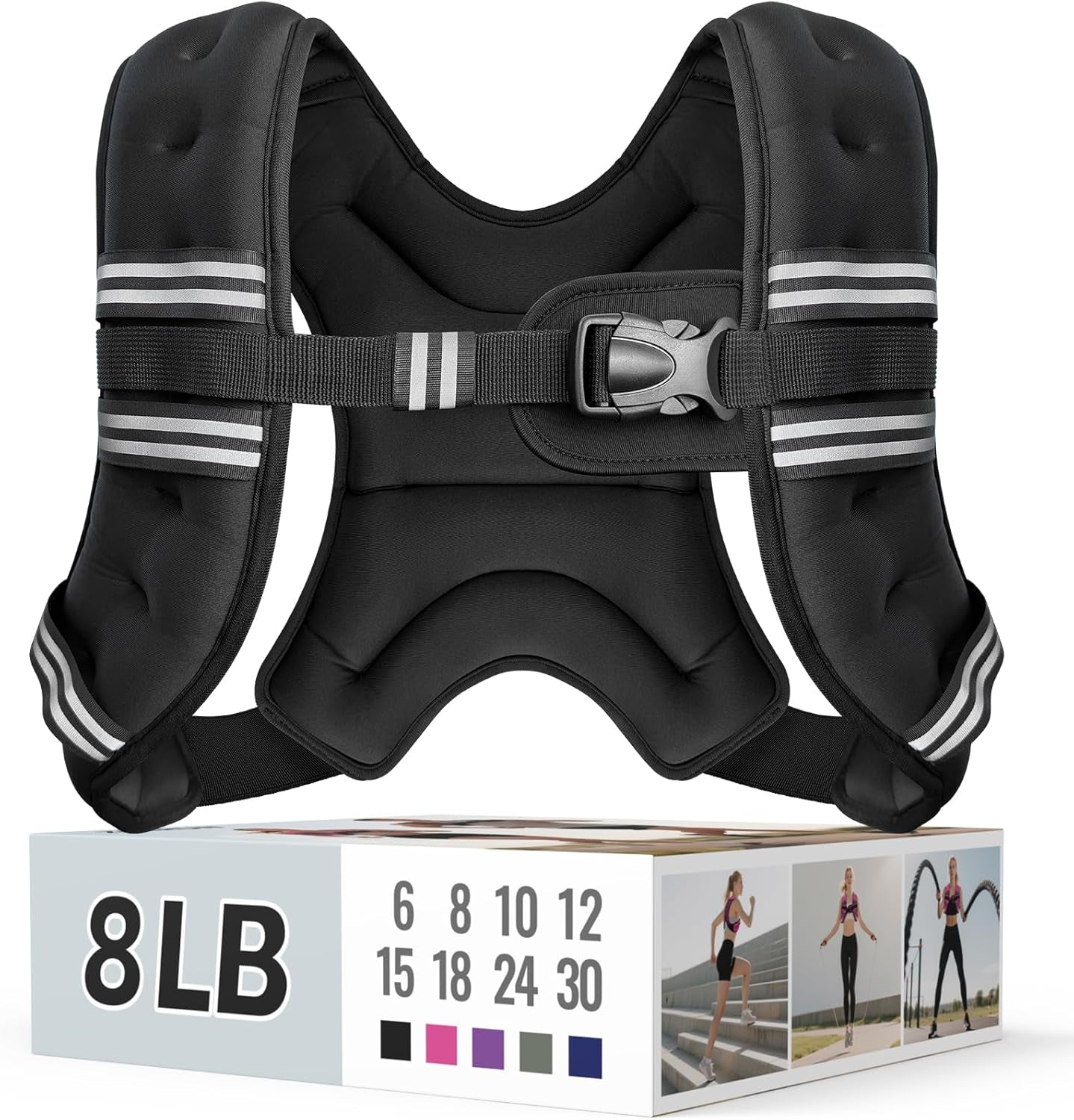 Adjustable Weighted Vest with Reflective Straps – Comfortable Rucking Vest for Walking, Running & Strength Training