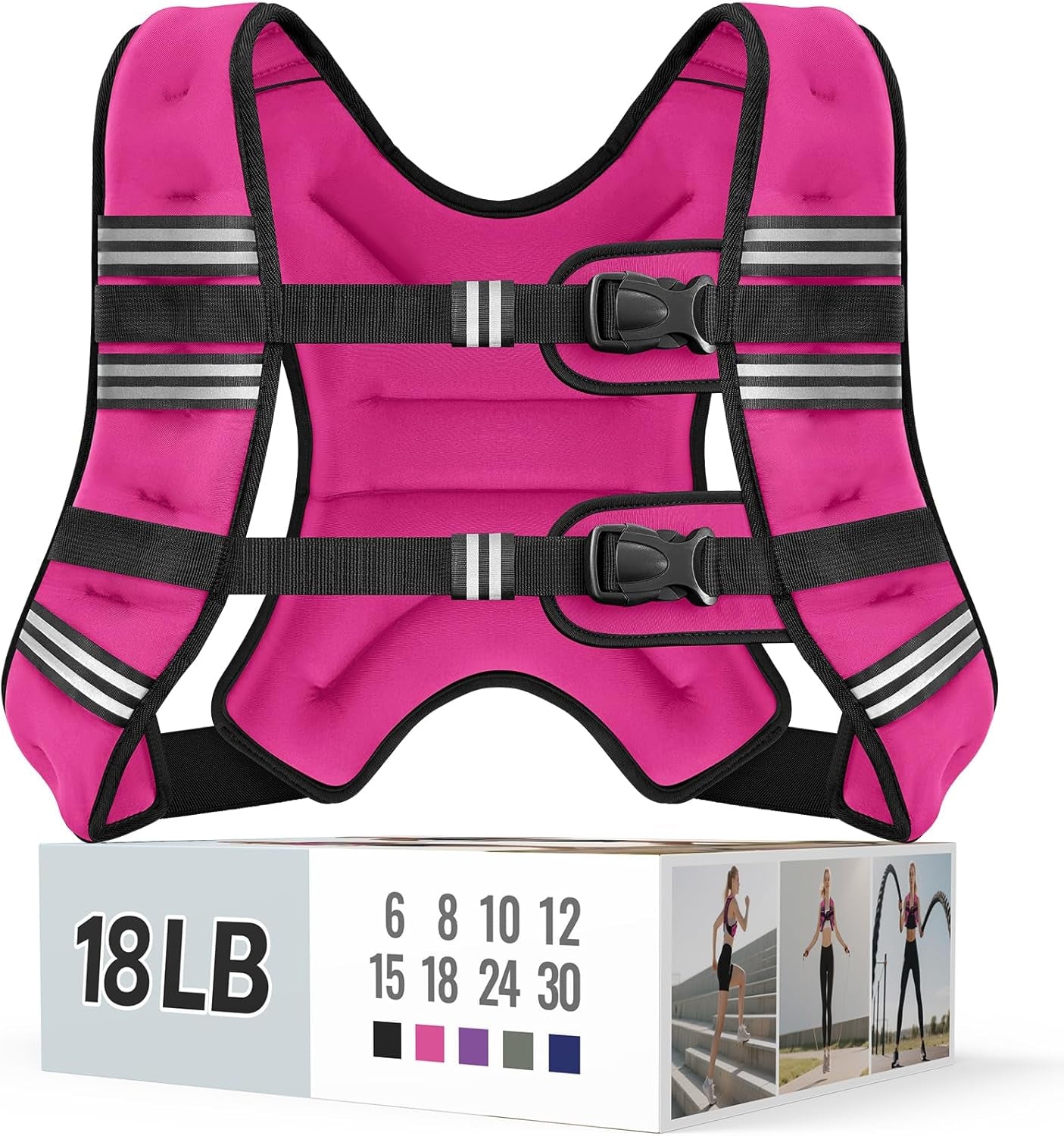 Adjustable Weighted Vest with Reflective Straps – Comfortable Rucking Vest for Walking, Running & Strength Training