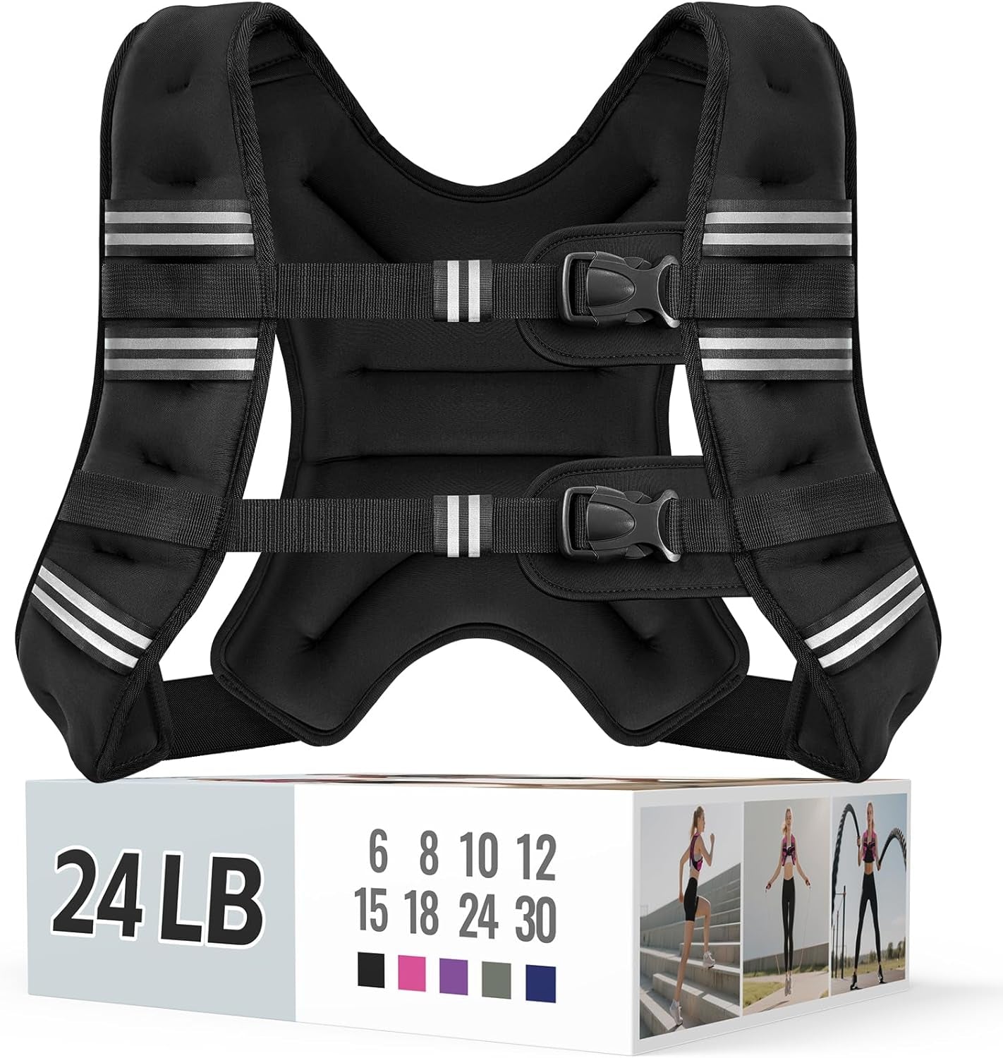 Adjustable Weighted Vest with Reflective Straps – Comfortable Rucking Vest for Walking, Running & Strength Training