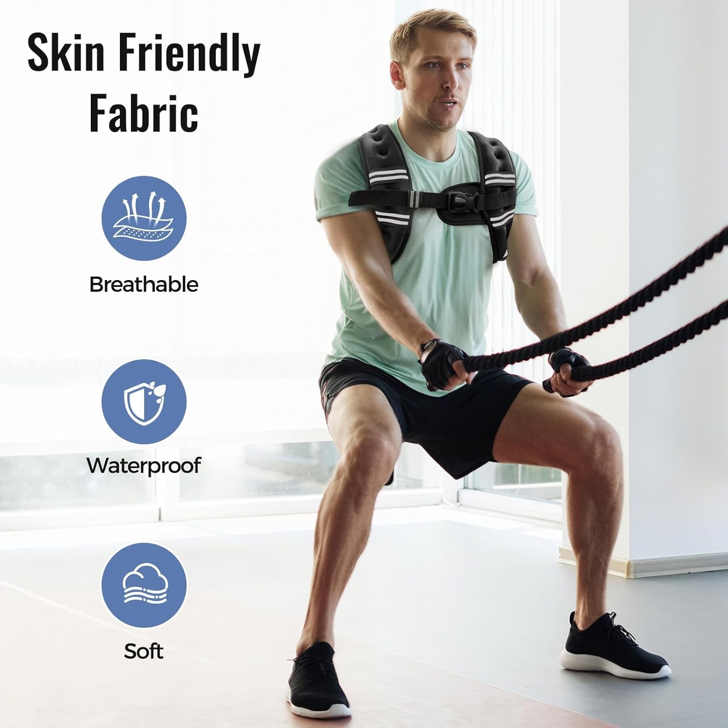 Adjustable Weighted Vest with Reflective Straps – Comfortable Rucking Vest for Walking, Running & Strength Training