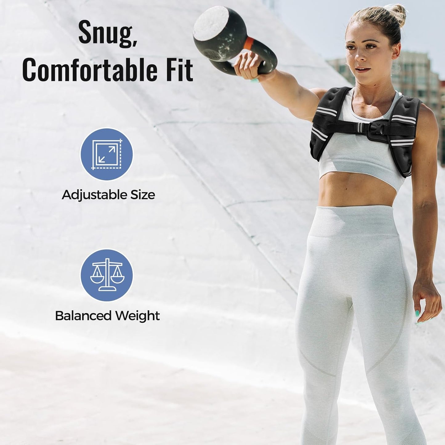 Adjustable Weighted Vest with Reflective Straps – Comfortable Rucking Vest for Walking, Running & Strength Training