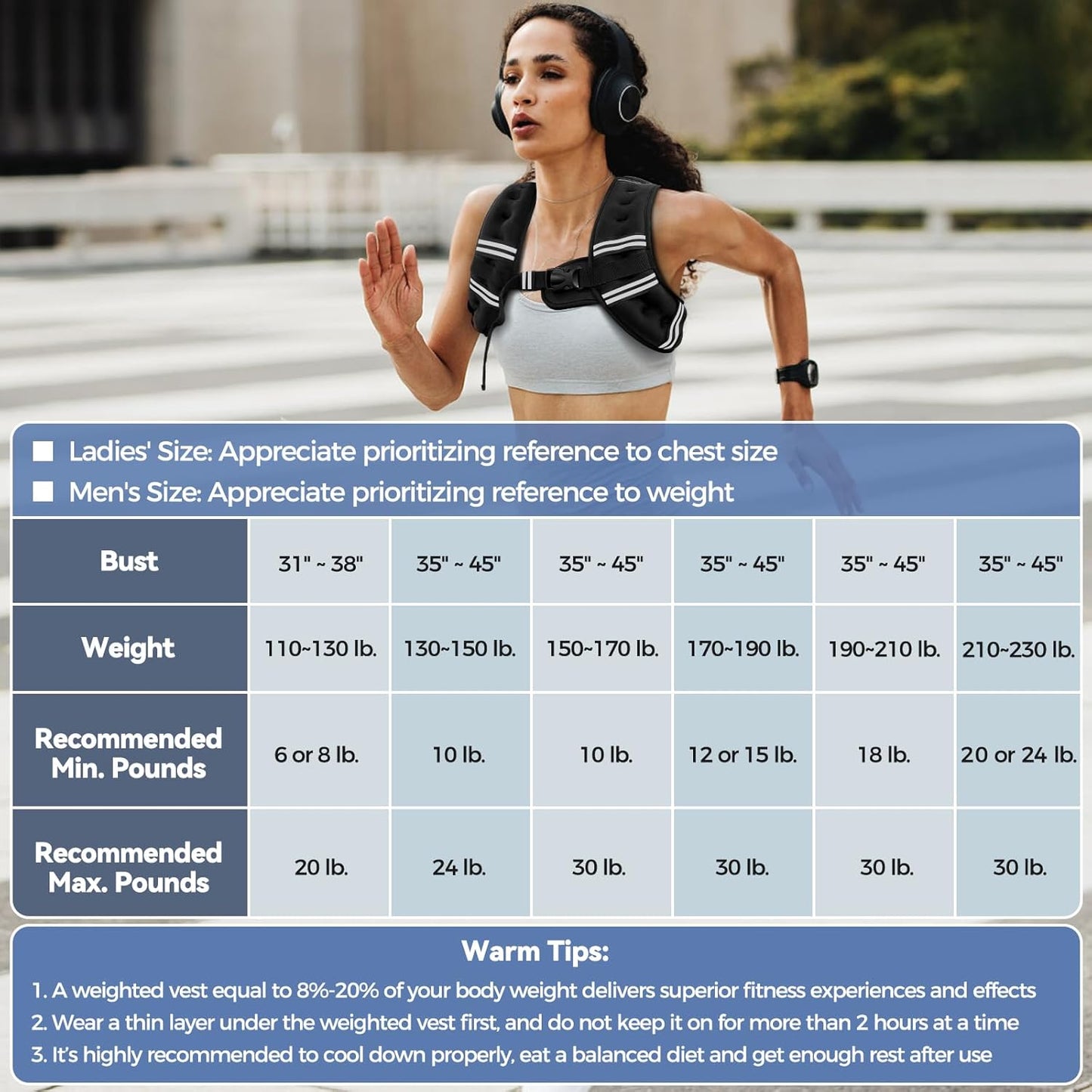 Adjustable Weighted Vest with Reflective Straps – Comfortable Rucking Vest for Walking, Running & Strength Training