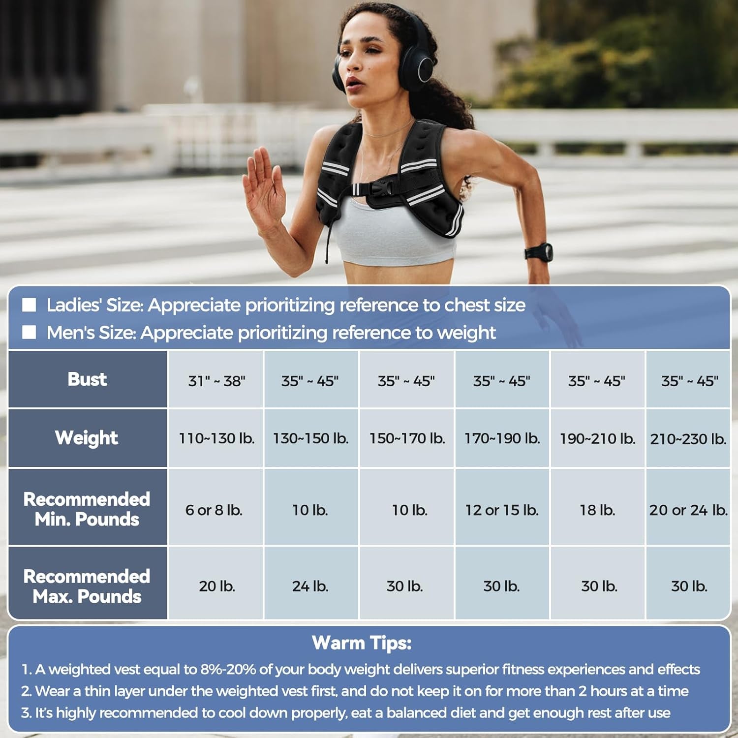 Adjustable Weighted Vest with Reflective Straps – Comfortable Rucking Vest for Walking, Running & Strength Training