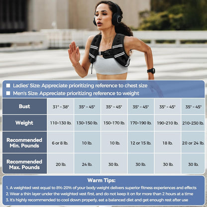 Adjustable Weighted Vest with Reflective Straps – Comfortable Rucking Vest for Walking, Running & Strength Training