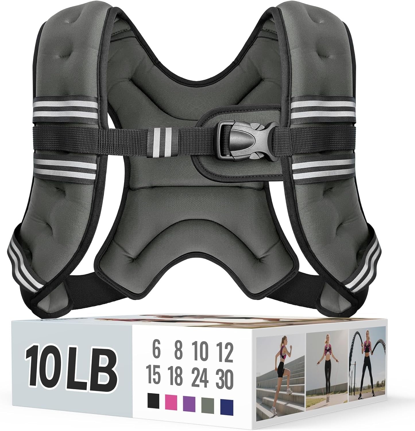 Adjustable Weighted Vest with Reflective Straps – Comfortable Rucking Vest for Walking, Running & Strength Training