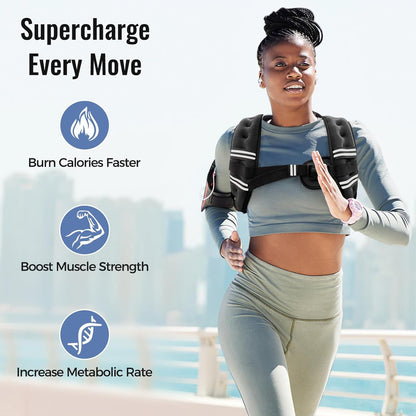 Adjustable Weighted Vest with Reflective Straps – Comfortable Rucking Vest for Walking, Running & Strength Training