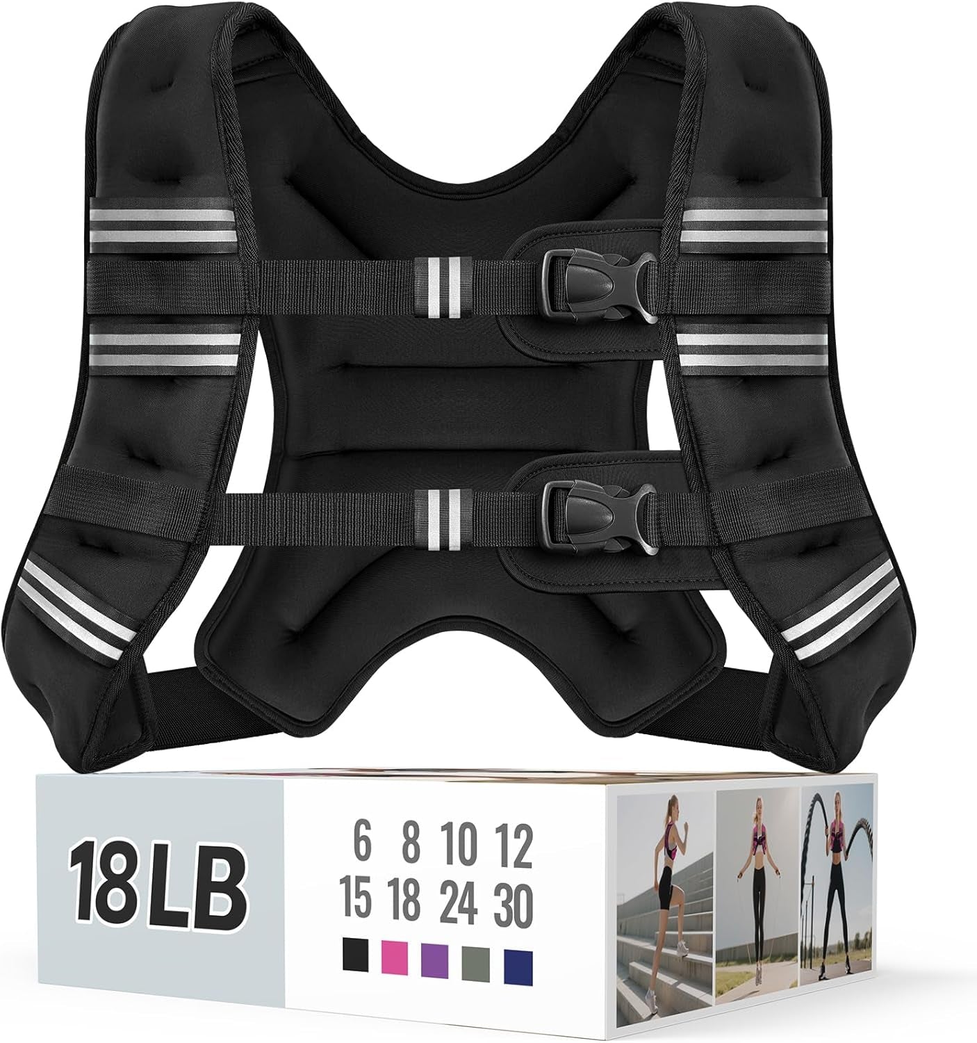 Adjustable Weighted Vest with Reflective Straps – Comfortable Rucking Vest for Walking, Running & Strength Training