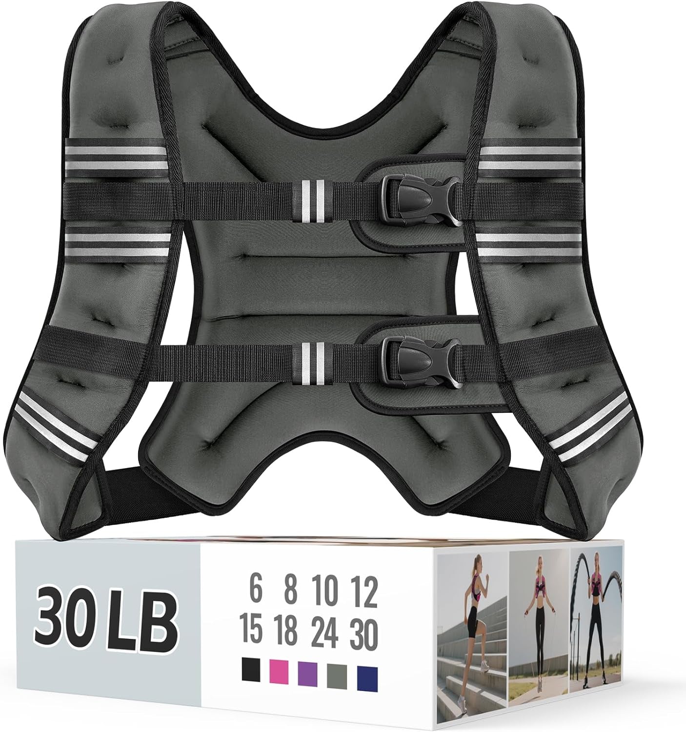 Adjustable Weighted Vest with Reflective Straps – Comfortable Rucking Vest for Walking, Running & Strength Training