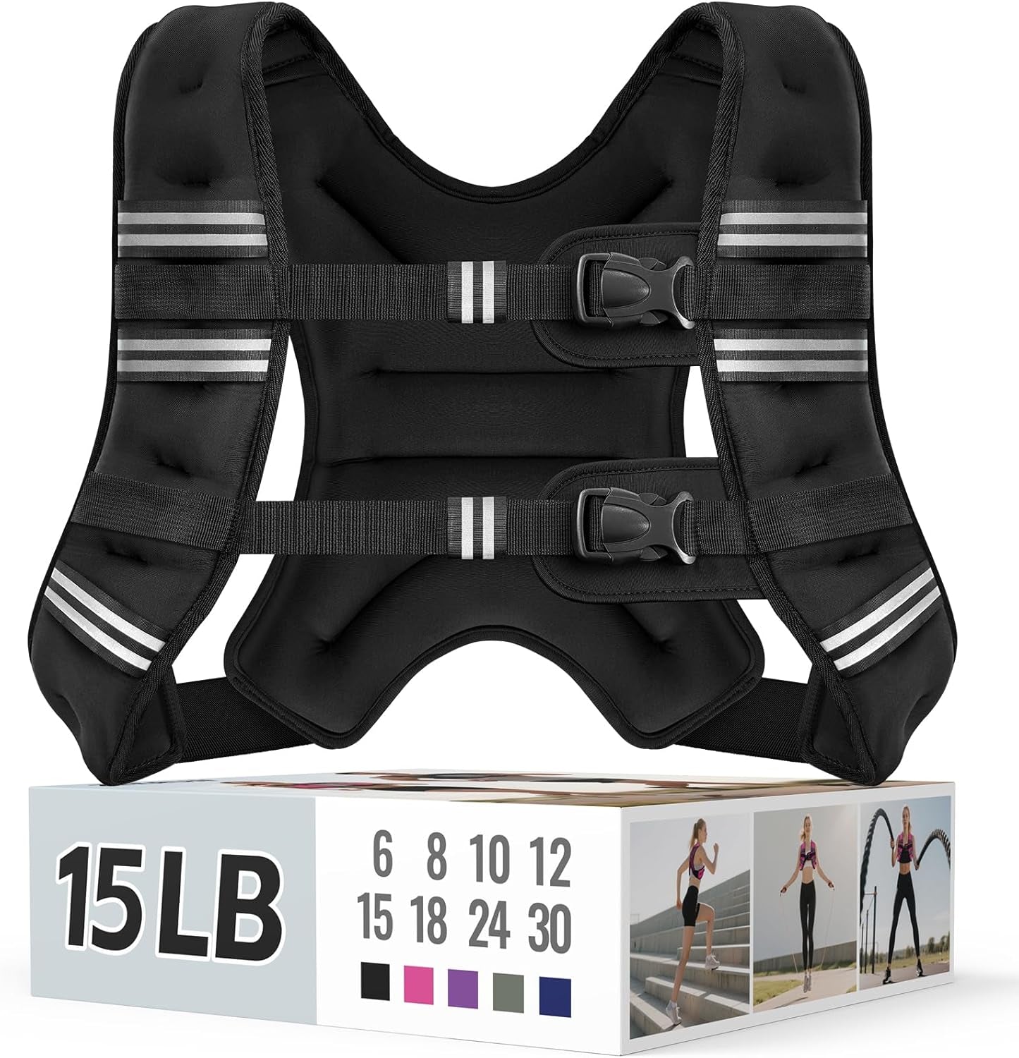 Adjustable Weighted Vest with Reflective Straps – Comfortable Rucking Vest for Walking, Running & Strength Training