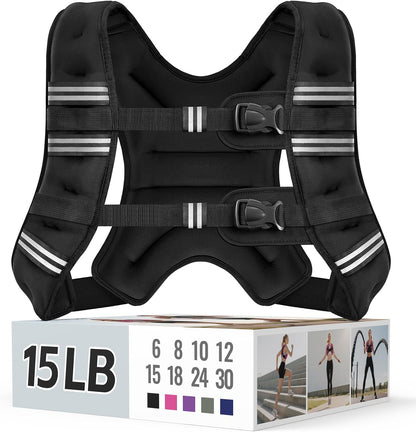 Adjustable Weighted Vest with Reflective Straps – Comfortable Rucking Vest for Walking, Running & Strength Training