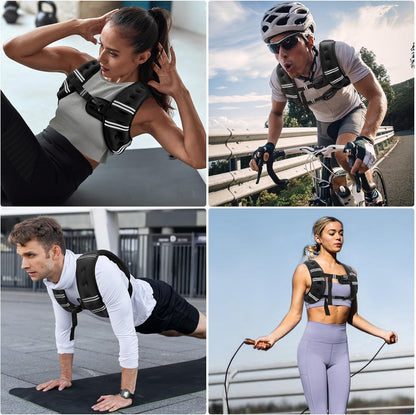 Adjustable Weighted Vest with Reflective Straps – Comfortable Rucking Vest for Walking, Running & Strength Training
