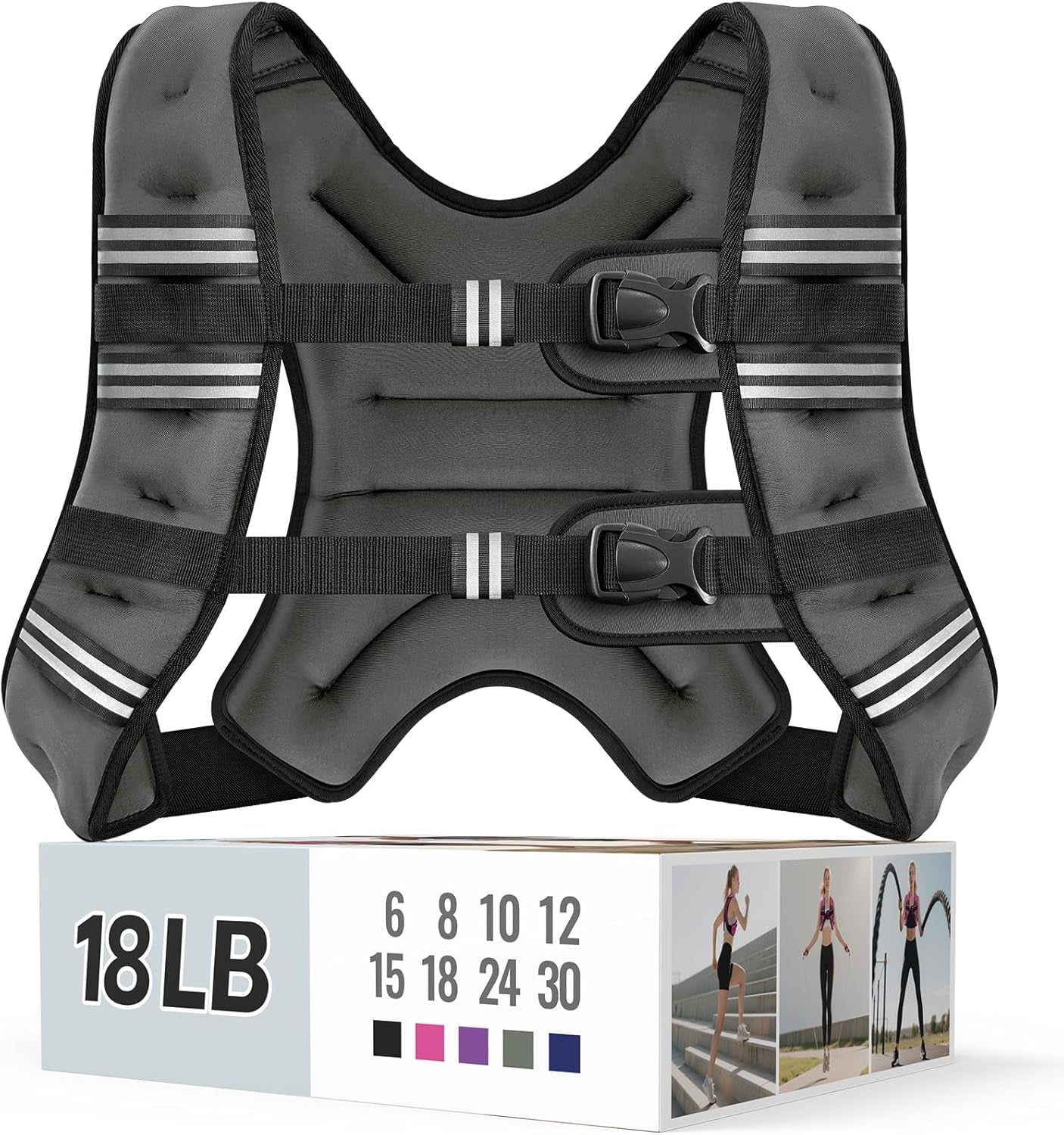 Adjustable Weighted Vest with Reflective Straps – Comfortable Rucking Vest for Walking, Running & Strength Training