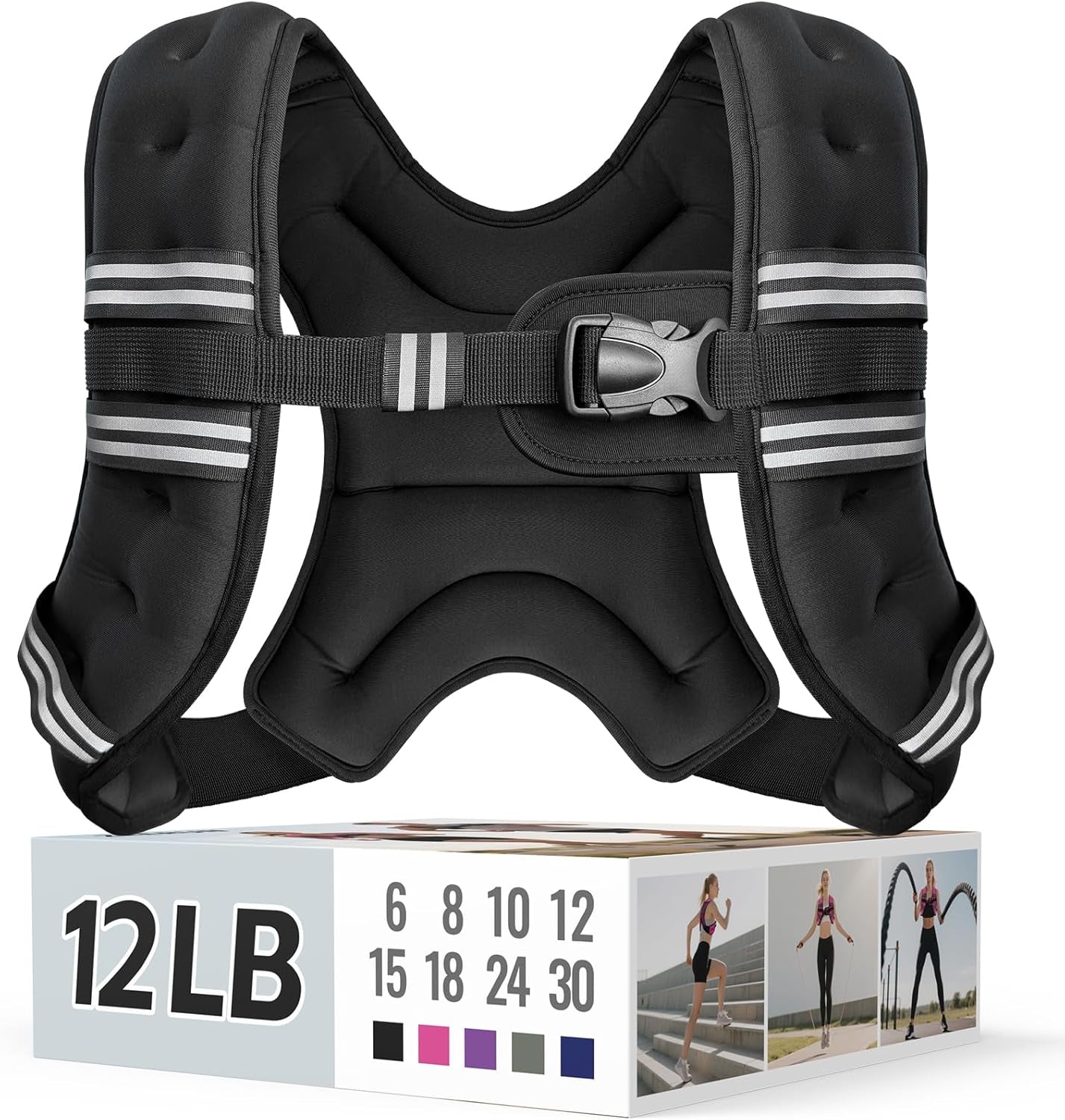 Adjustable Weighted Vest with Reflective Straps – Comfortable Rucking Vest for Walking, Running & Strength Training