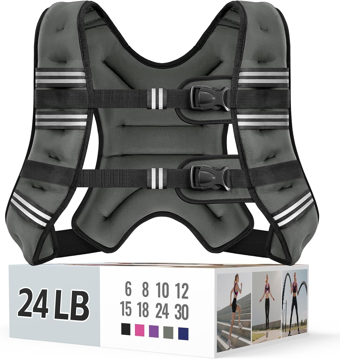 Adjustable Weighted Vest with Reflective Straps – Comfortable Rucking Vest for Walking, Running & Strength Training
