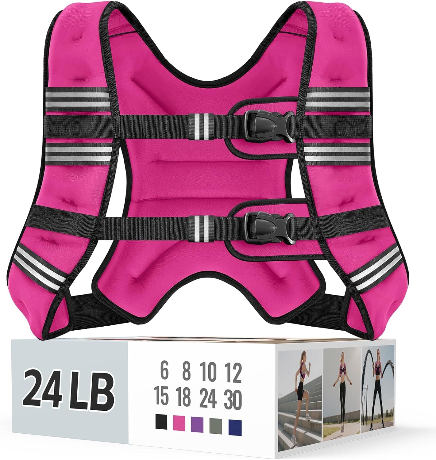 Adjustable Weighted Vest with Reflective Straps – Comfortable Rucking Vest for Walking, Running & Strength Training